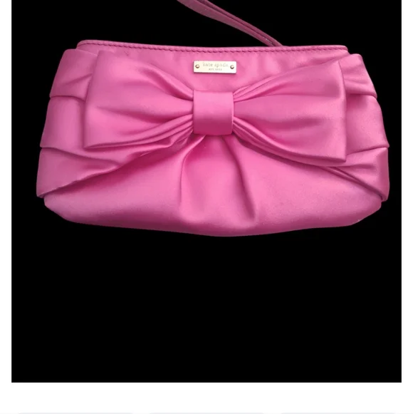 KATE SPADE Plaza Bow WLRU1757 Pink (snapdragon) Satin Pouch Wristlet - Picture 6 of 8